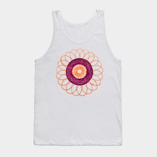 Spirograph Vibrant--Orange Flower Pattern Tank Top